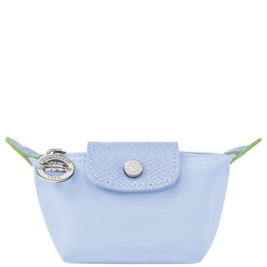 Online Longchamp Le Pliage Green Coin Purse Sky Blue Recycled Canvas