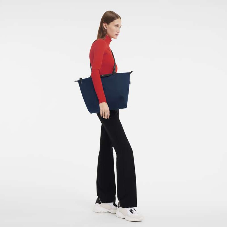 New Longchamp Le Pliage Energy L Tote Bag Navy Recycled Canvas