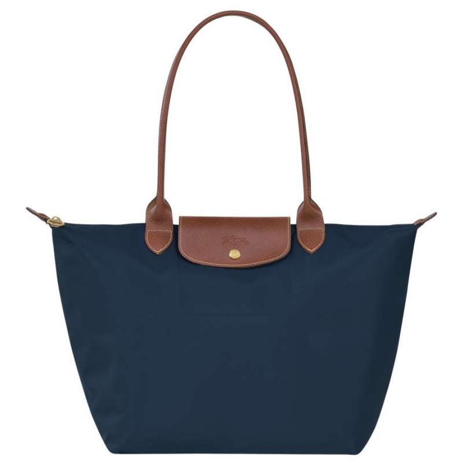 Best Longchamp Le Pliage Original L Tote Bag Navy Recycled Canvas