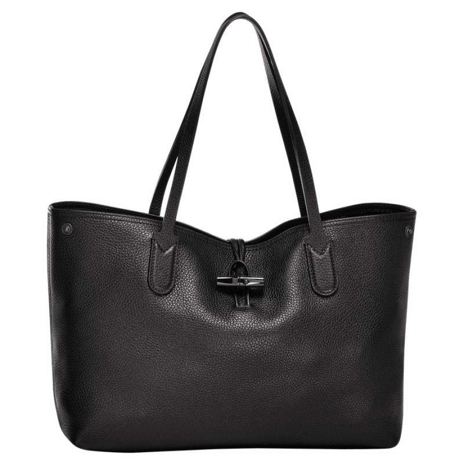 Hot Longchamp Roseau Essential L Tote Bag Black Leather