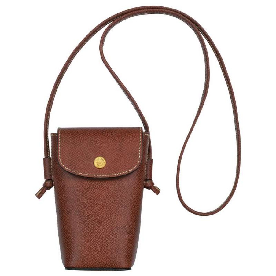 Best Longchamp Epure Phone Case With Leather Lace Brown Leather