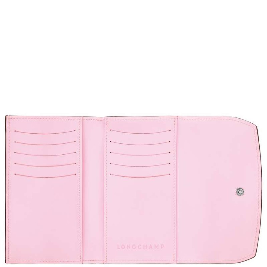 Online Longchamp Roseau Wallet Pink Leather