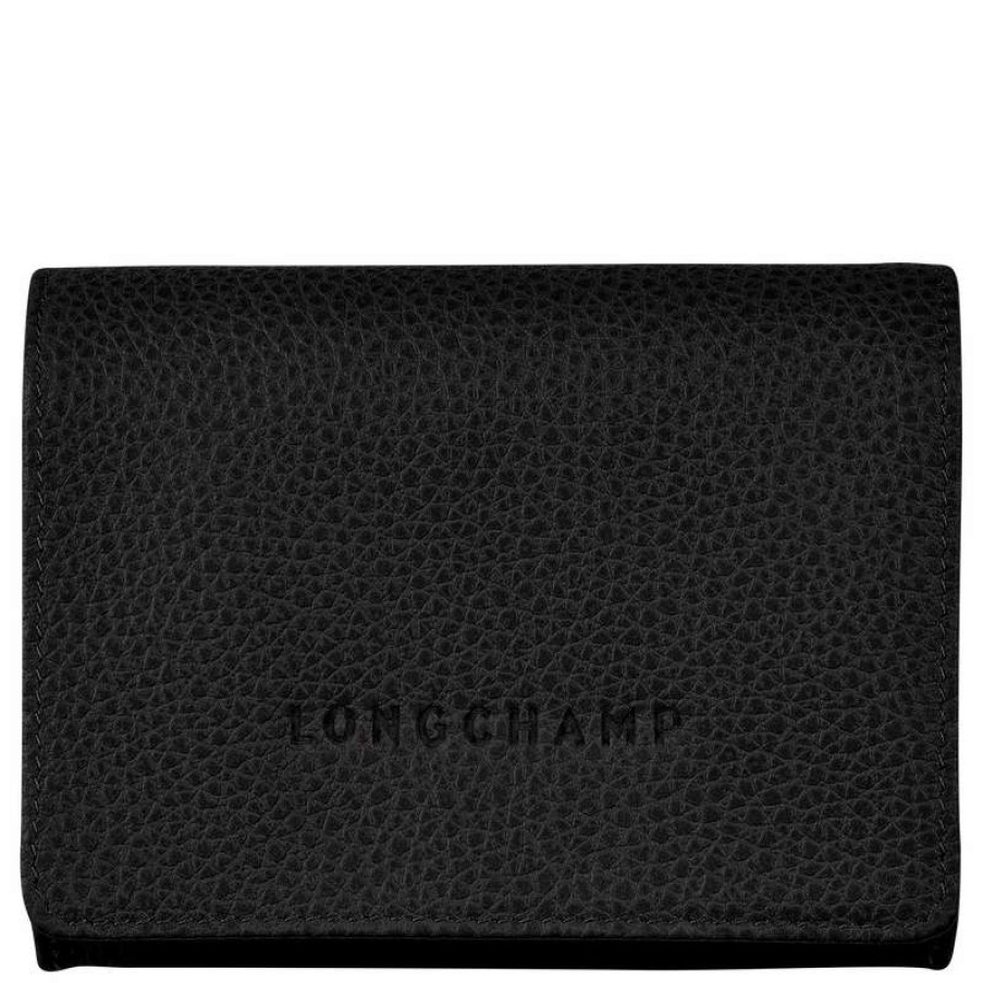 Best Longchamp Le Foulonne Coin Purse Black Leather