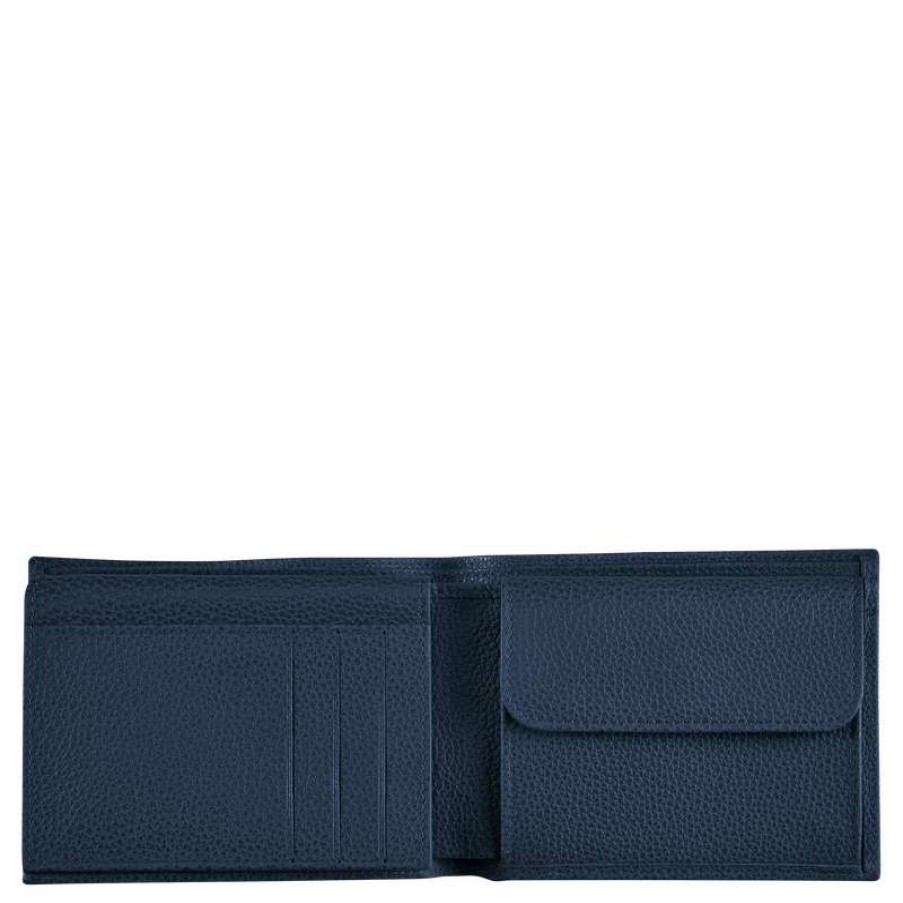 Wholesale Longchamp Le Foulonne Wallet Navy Leather