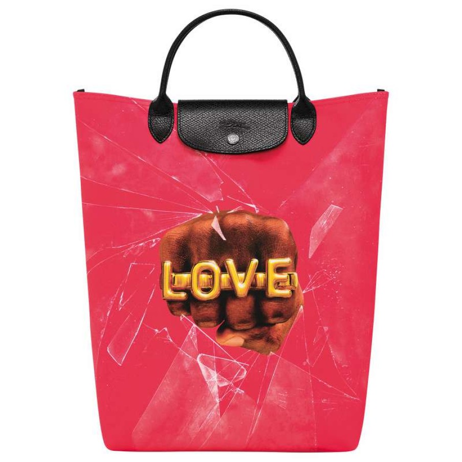 New Longchamp X Toiletpaper M Tote Bag Red Canvas