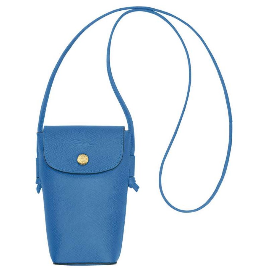 Wholesale Longchamp Epure Phone Case With Leather Lace Cobalt Leather