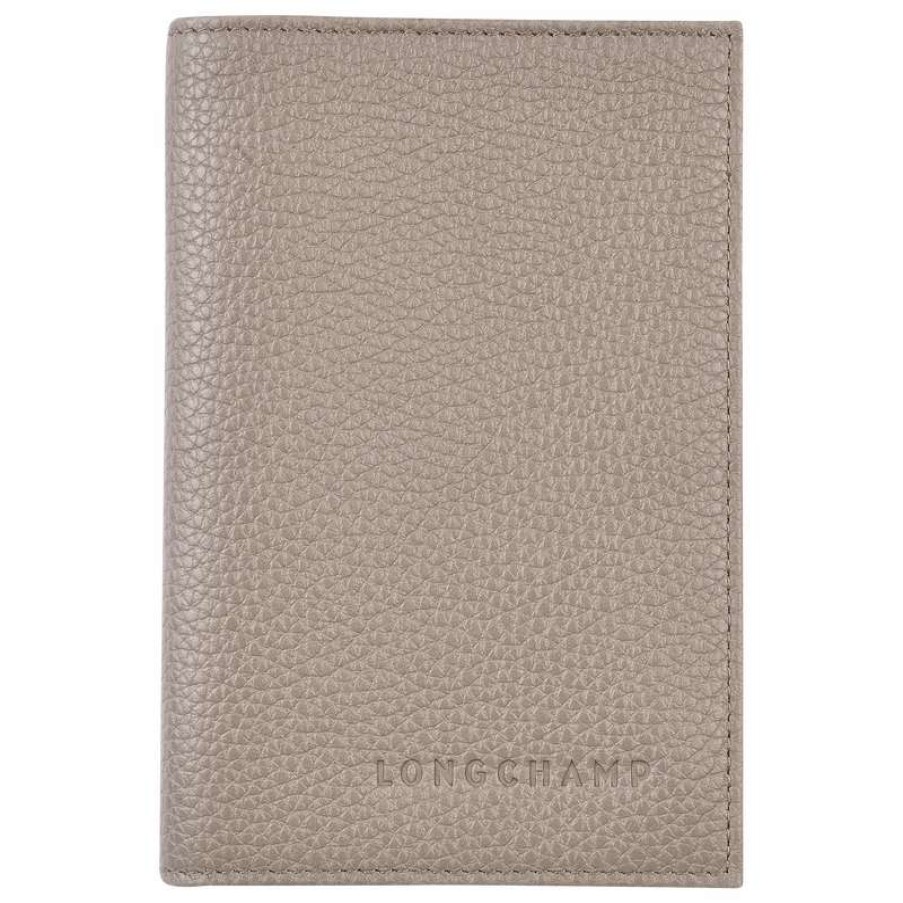 New Longchamp Le Foulonne Passport Cover Turtledove Leather