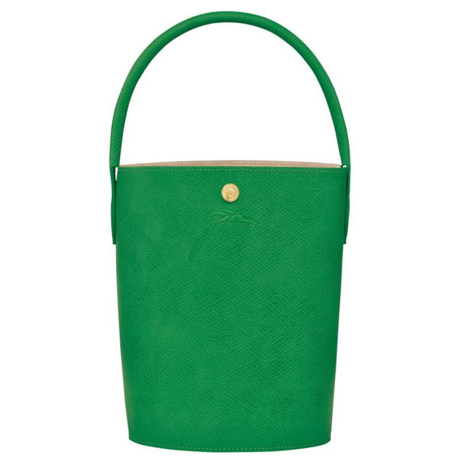 Best Longchamp Epure S Bucket Bag Green Leather