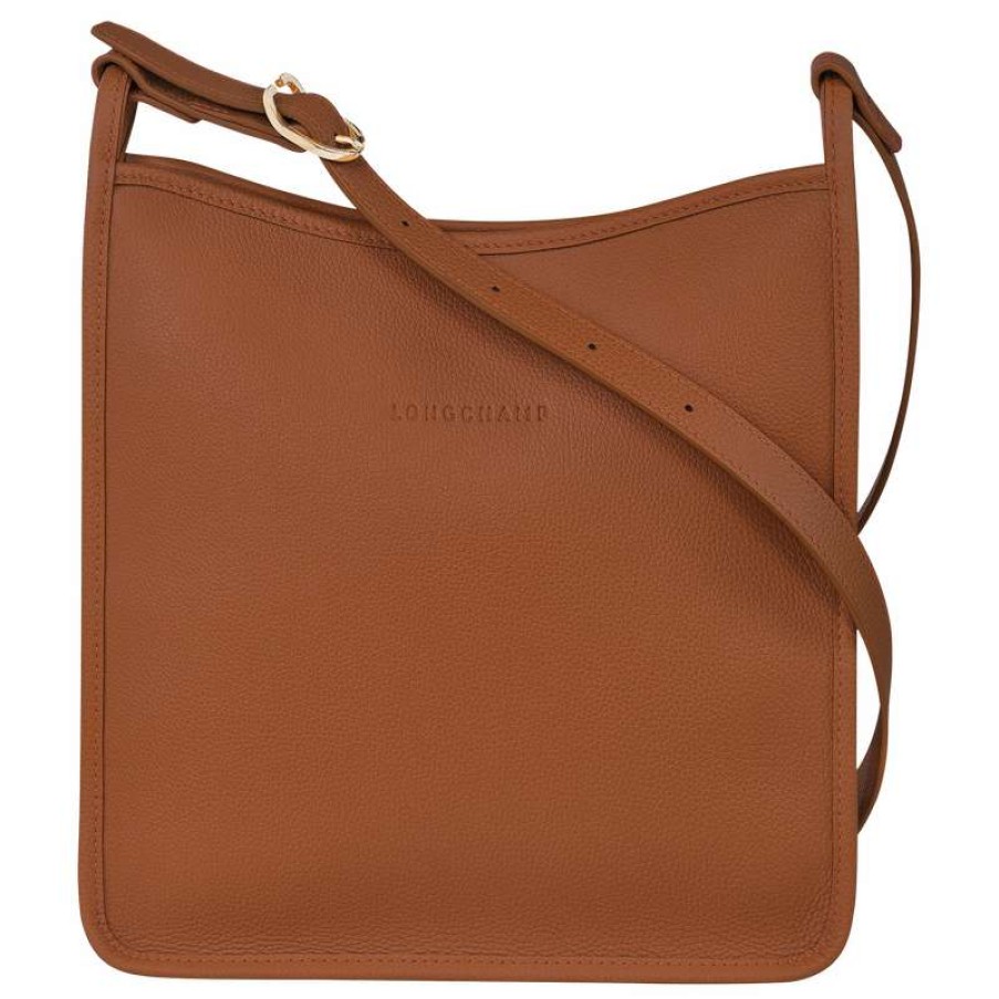 New Longchamp Le Foulonne M Crossbody Bag Caramel Leather