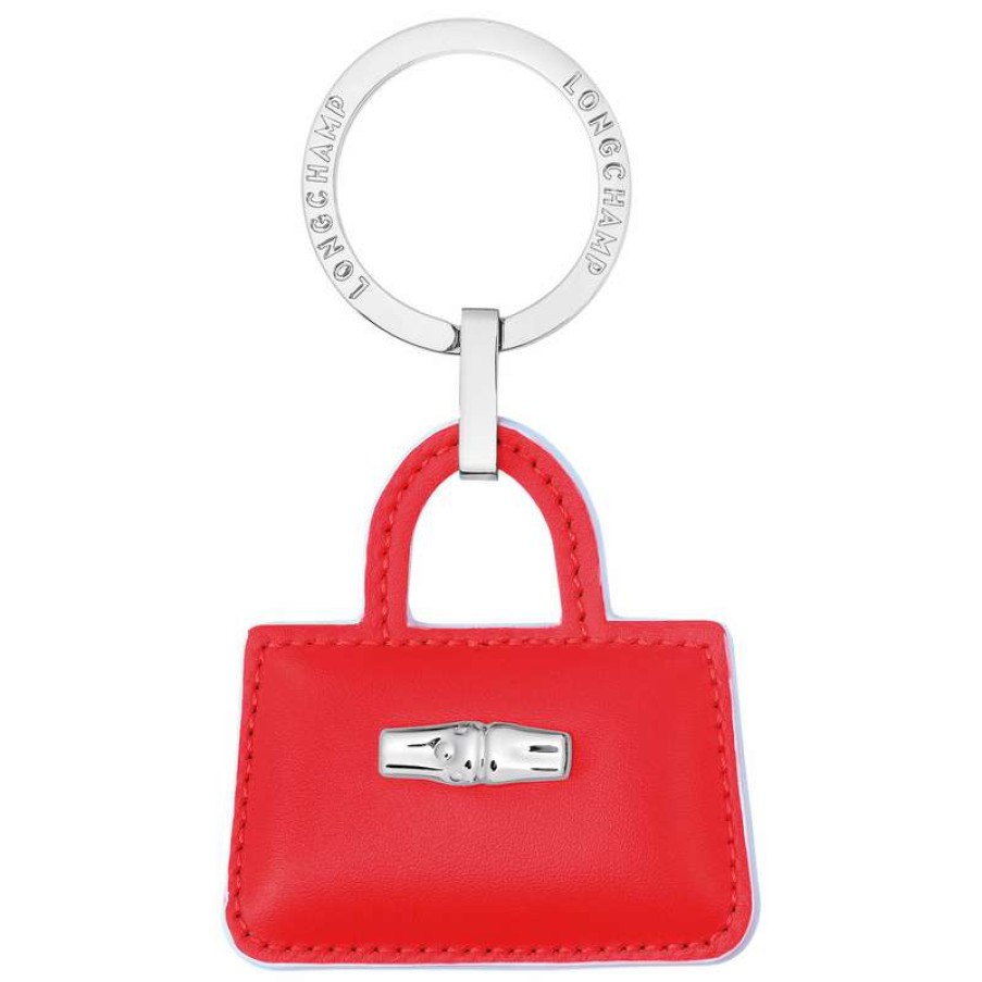 Online Longchamp Roseau Key Rings Red Leather