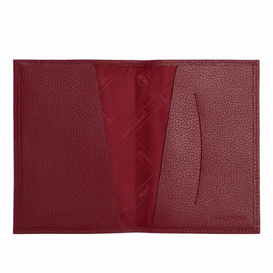 Clearance Longchamp Le Foulonne Passport Cover Red Leather