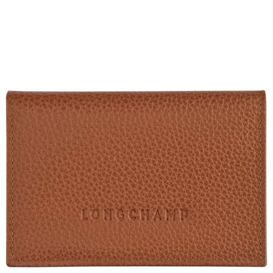 Clearance Longchamp Le Foulonne Card Holder Caramel Leather