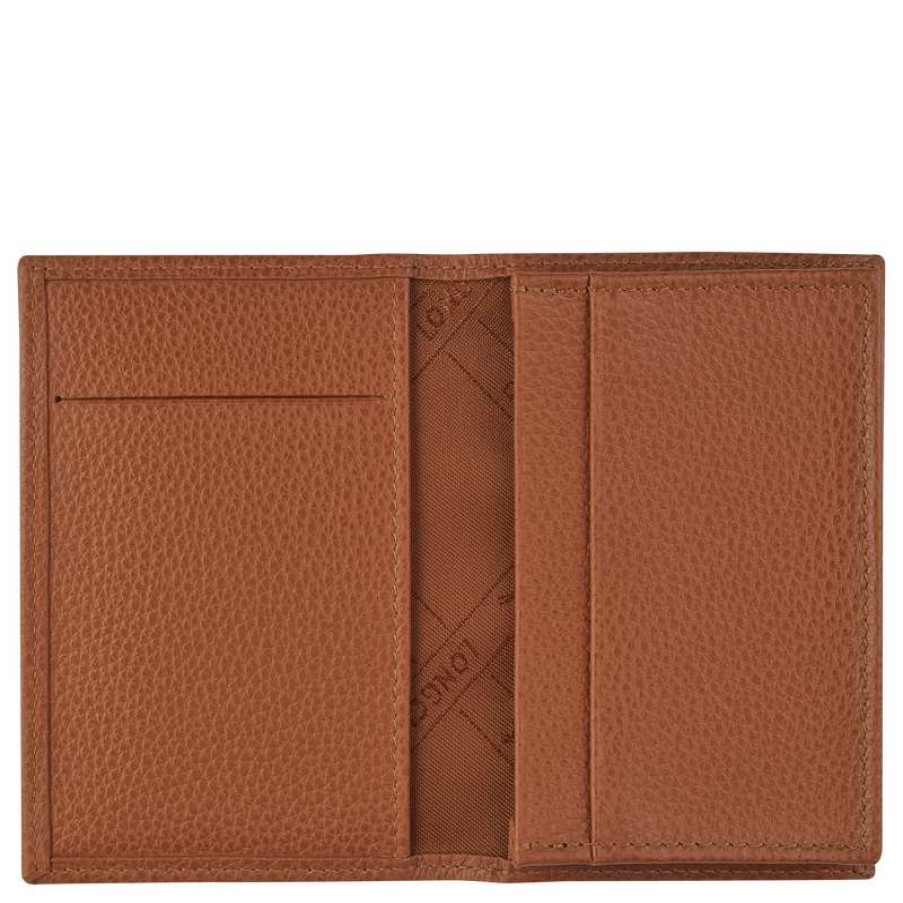 Clearance Longchamp Le Foulonne Card Holder Caramel Leather