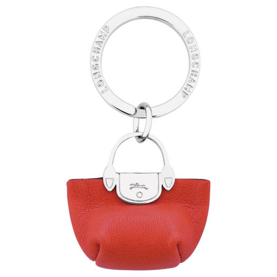 New Longchamp Le Pliage Cuir Key Rings Orange Leather