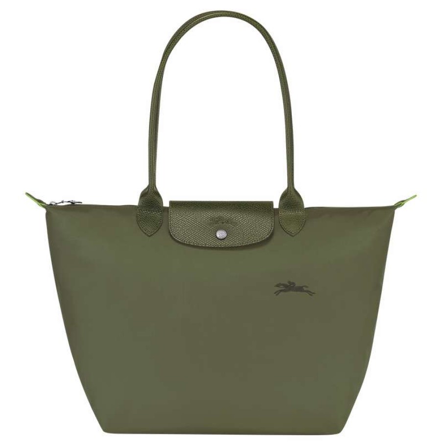 Online Longchamp Le Pliage Green L Tote Bag Forest Recycled Canvas