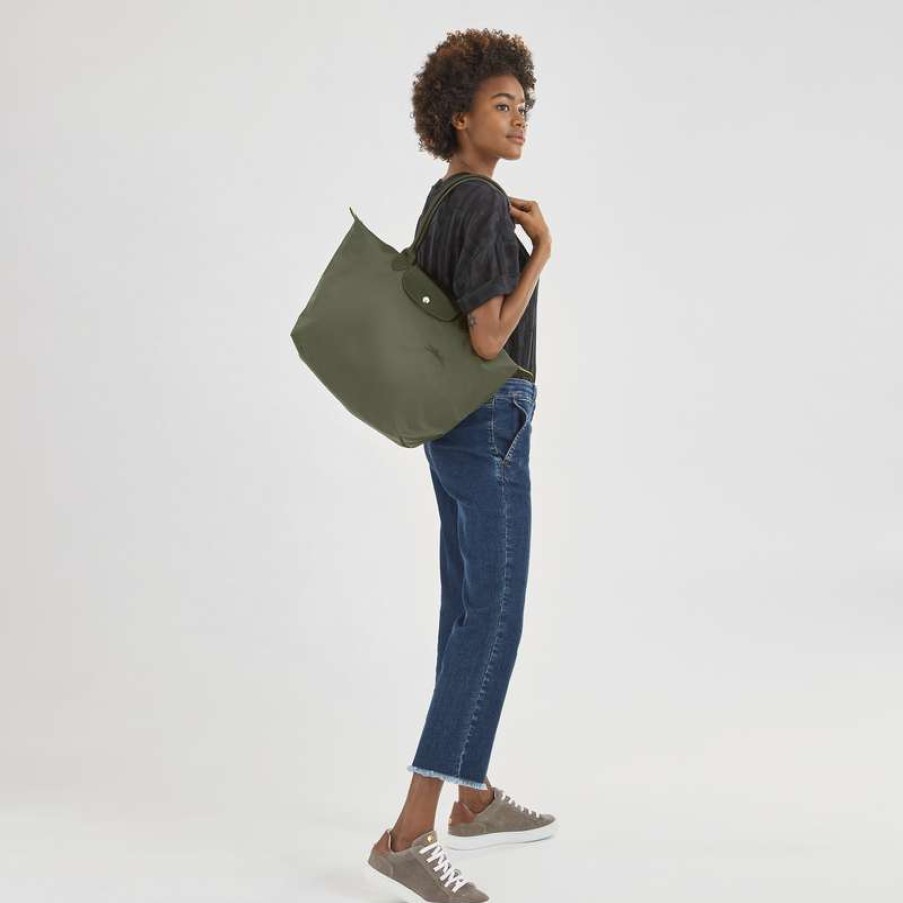 Online Longchamp Le Pliage Green L Tote Bag Forest Recycled Canvas