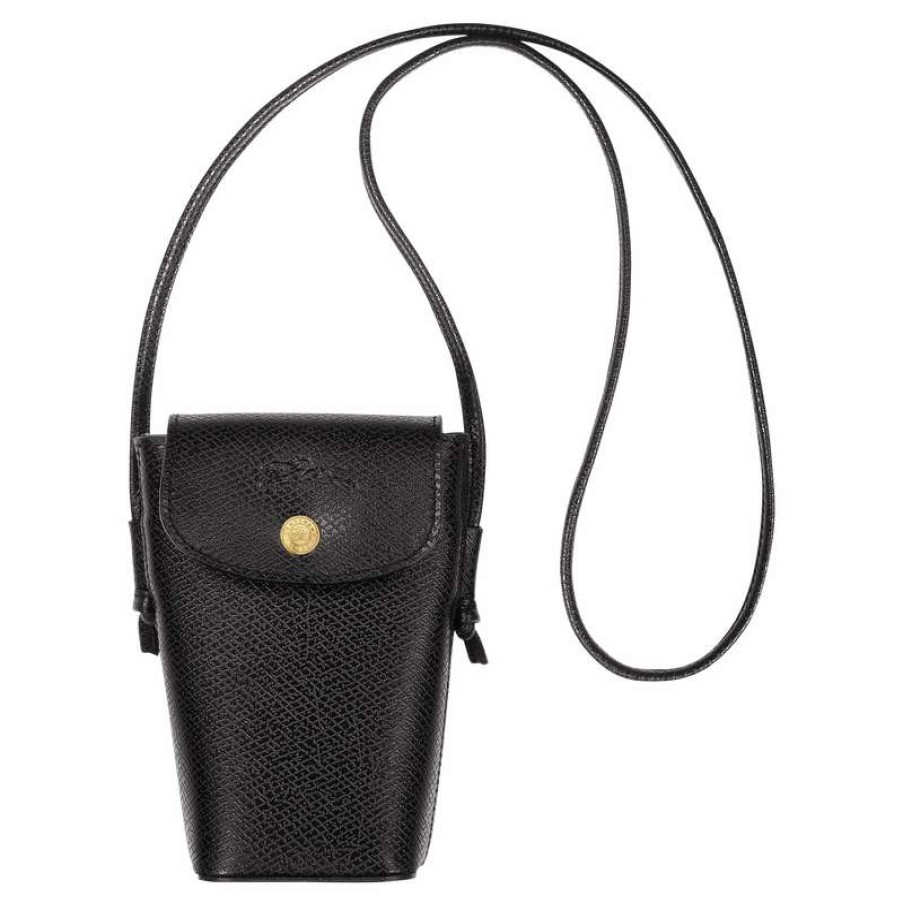 Clearance Longchamp Epure Phone Case With Leather Lace Black Leather