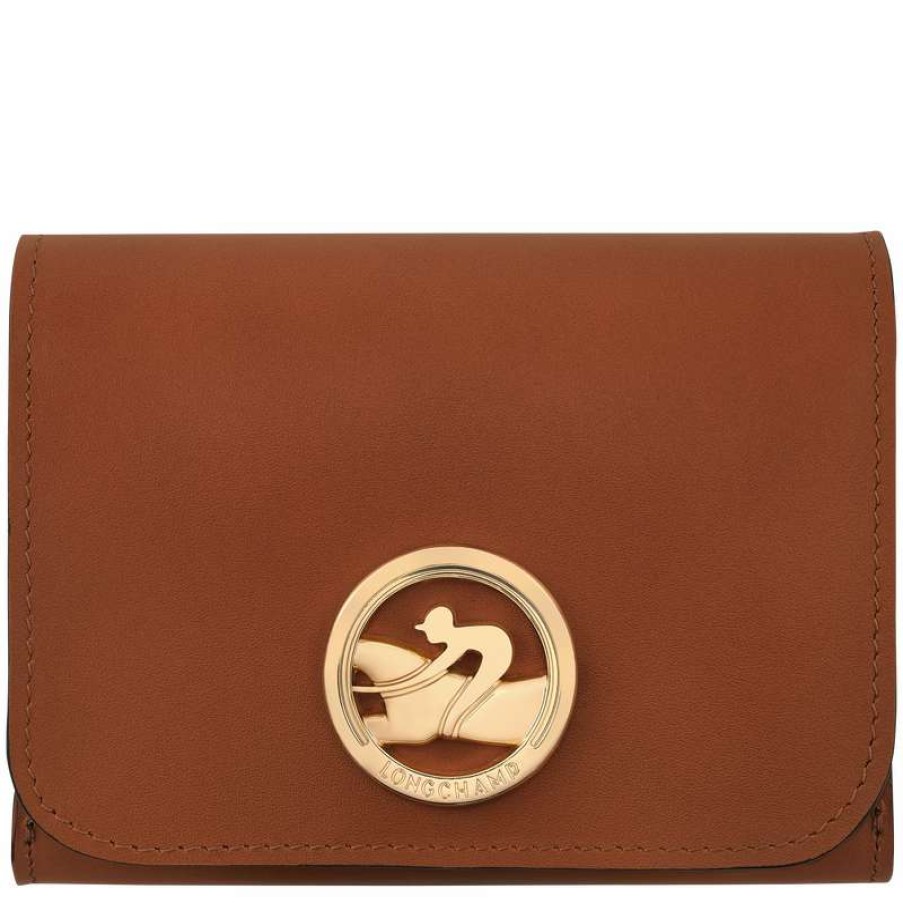 Clearance Longchamp Box-Trot Wallet Cognac Leather