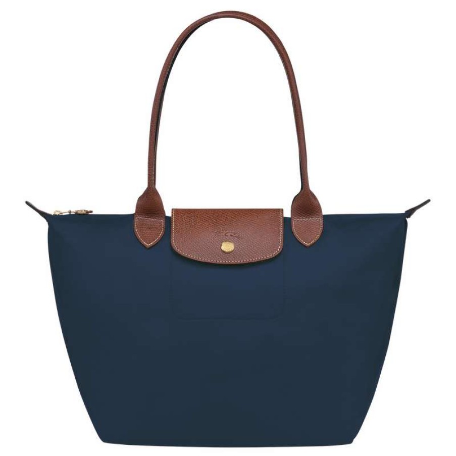 Best Longchamp Le Pliage Original M Tote Bag Navy Recycled Canvas