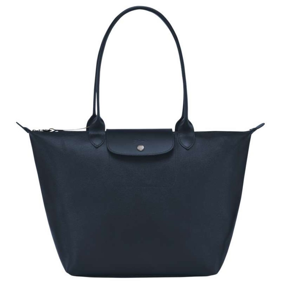 Best Longchamp Le Pliage City L Tote Bag Navy Canvas