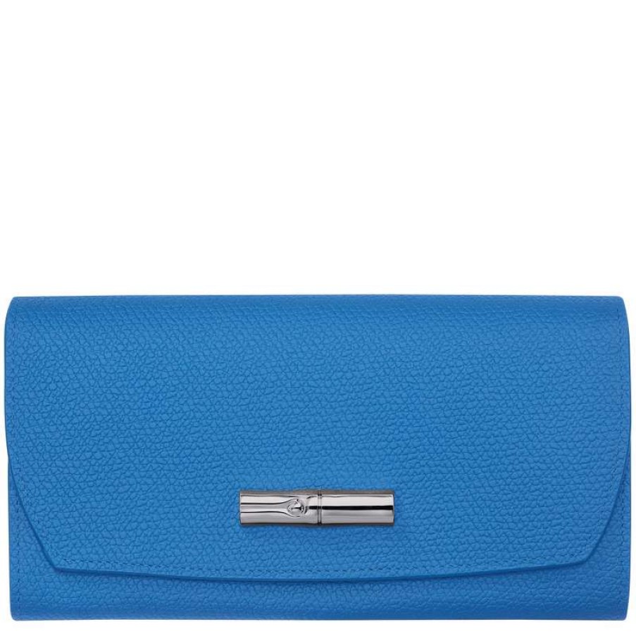 Best Longchamp Roseau Continental Wallet Cobalt Leather