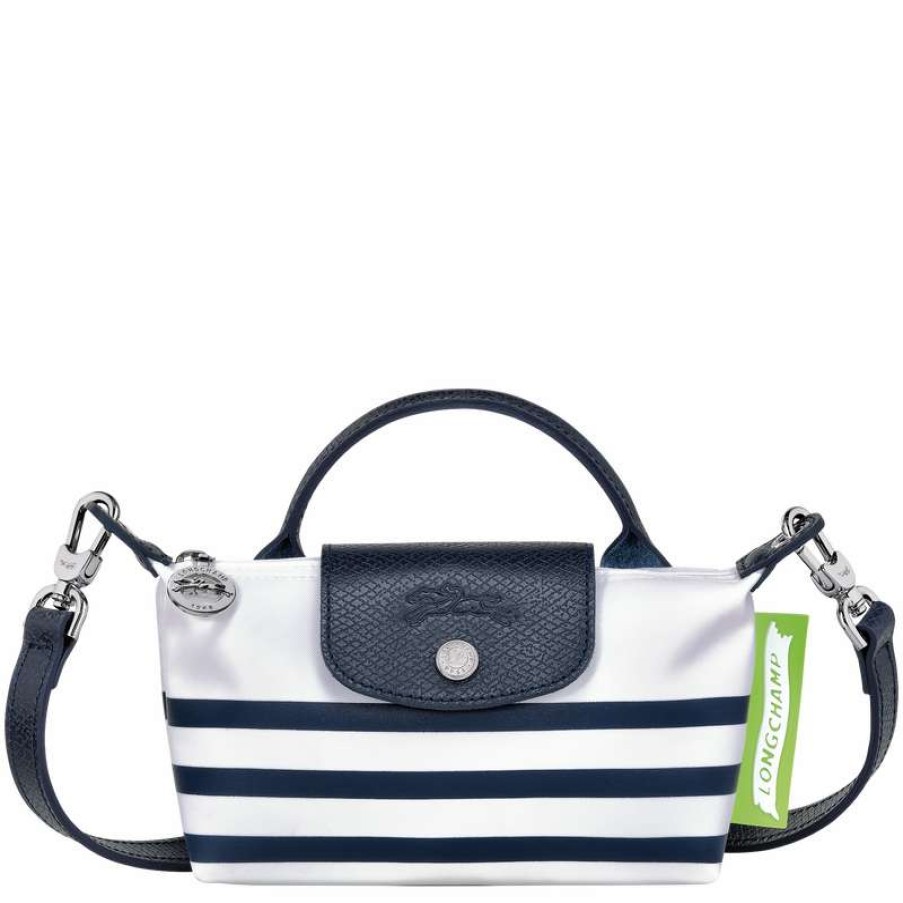 Hot Longchamp Le Pliage Collection Pouch Navy/White Canvas