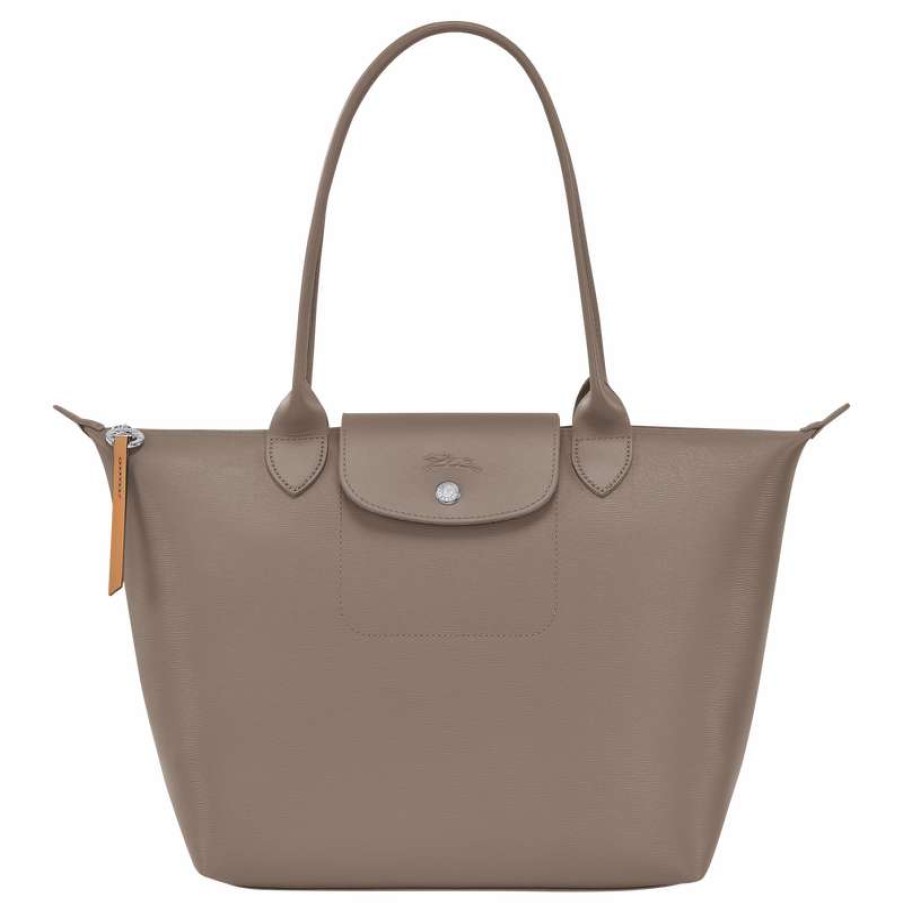 New Longchamp Le Pliage City M Tote Bag Taupe Canvas