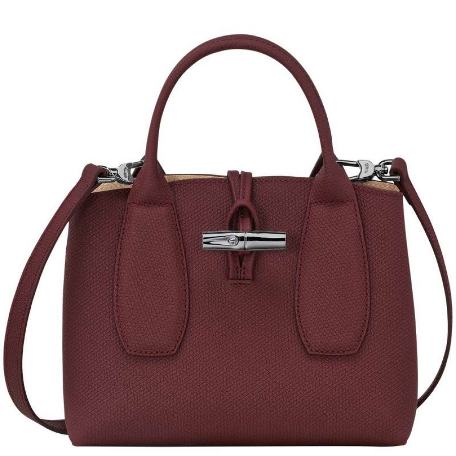 Clearance Longchamp Roseau S Handbag Plum Leather