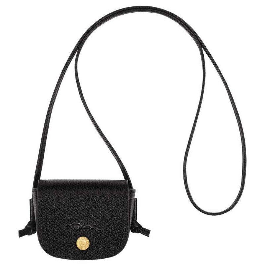 Hot Longchamp Epure Coin Purse With Leather Lace Black Leather