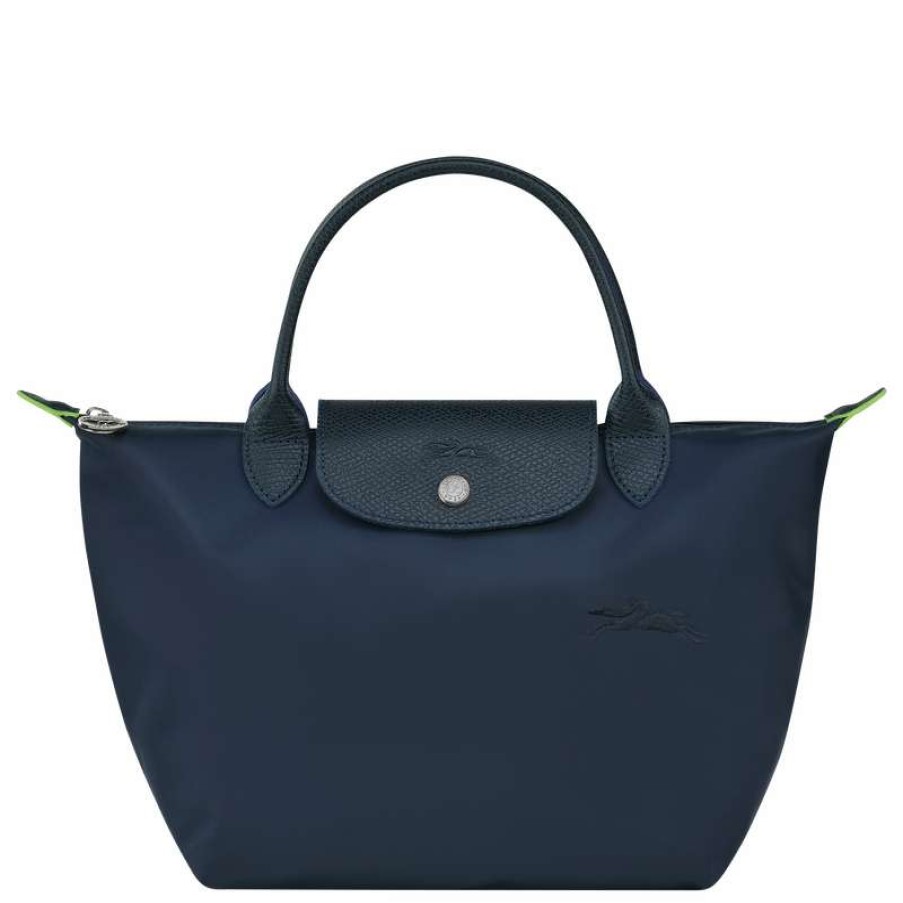 Online Longchamp Le Pliage Green S Handbag Navy Recycled Canvas