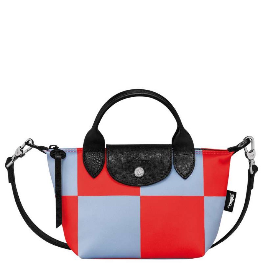 Clearance Longchamp Le Pliage Collection Xs Handbag Sky Blue/Red Canvas