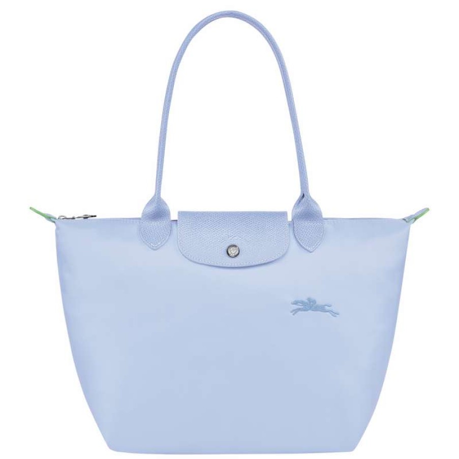 Wholesale Longchamp Le Pliage Green M Tote Bag Sky Blue Recycled Canvas