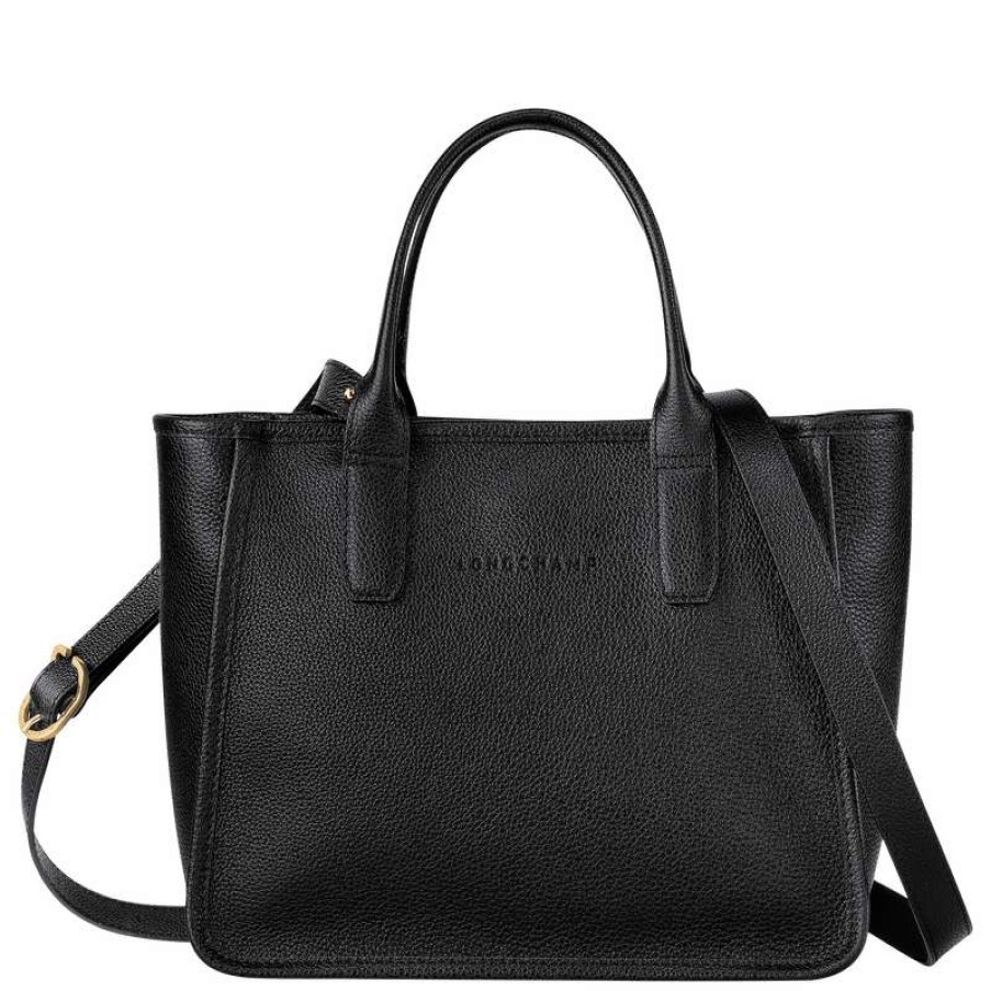 Online Longchamp Le Foulonne M Tote Bag Black Leather