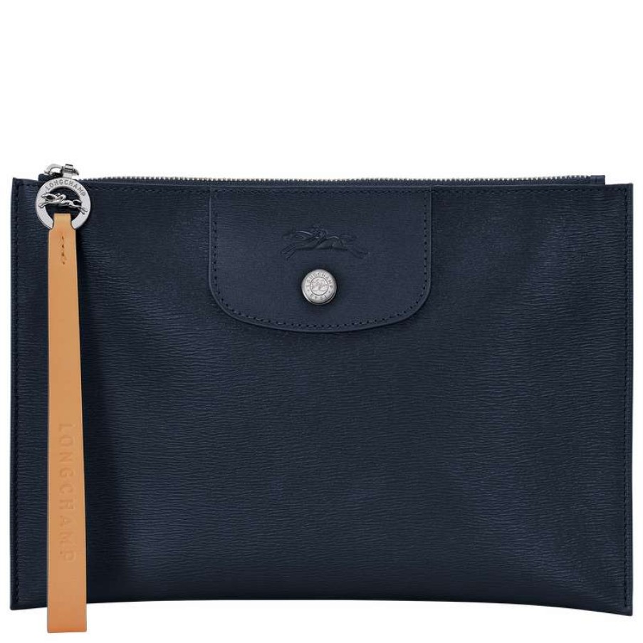 New Longchamp Le Pliage City Pouch Navy Canvas