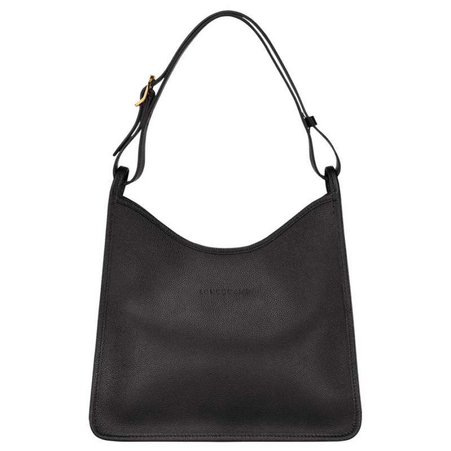 Online Longchamp Le Foulonne M Hobo Bag Black Leather