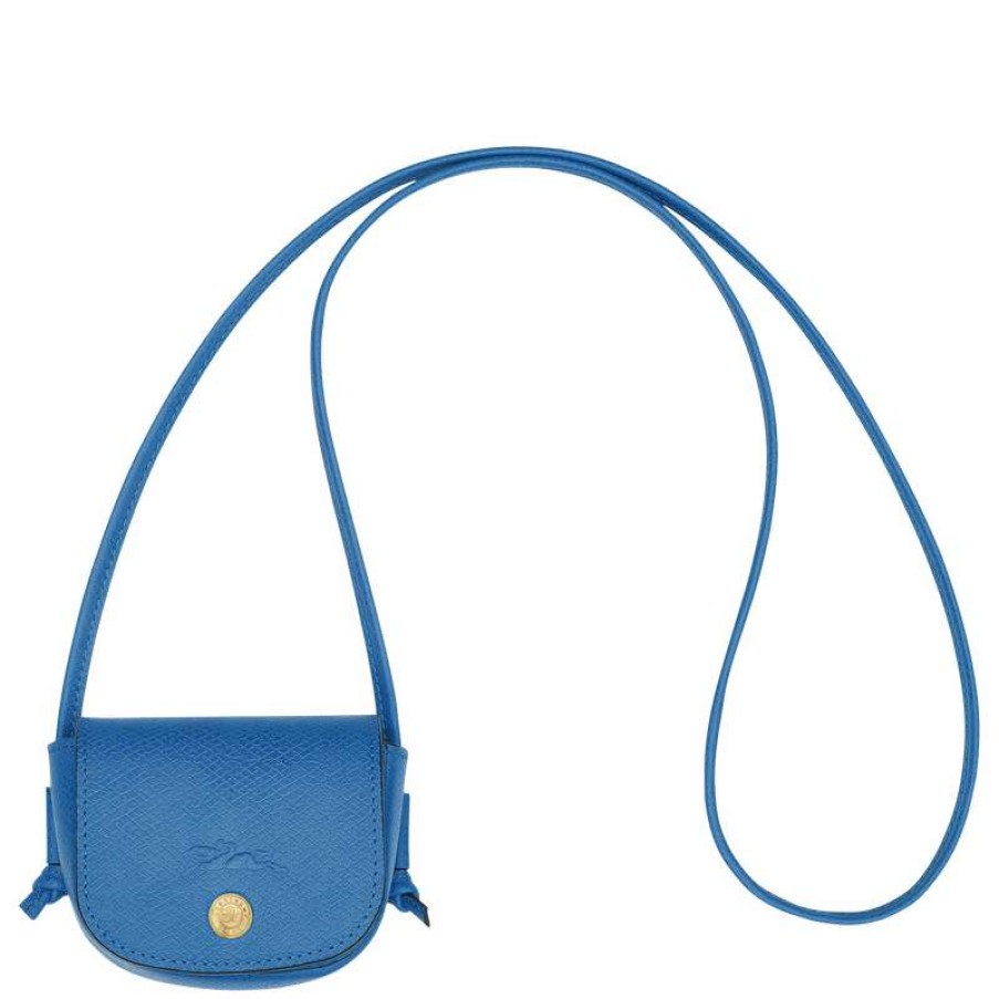 New Longchamp Epure Coin Purse With Leather Lace Cobalt Leather