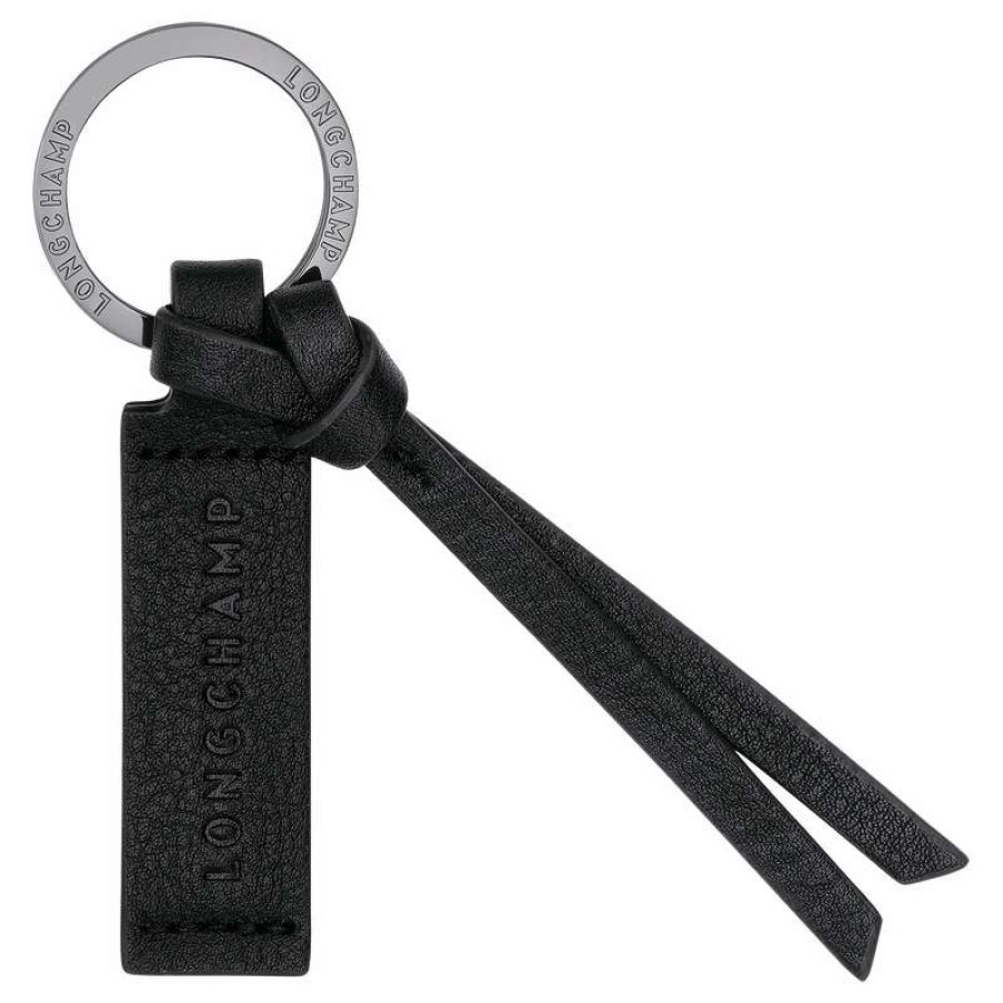 Online Longchamp 3D Key Rings Black Leather