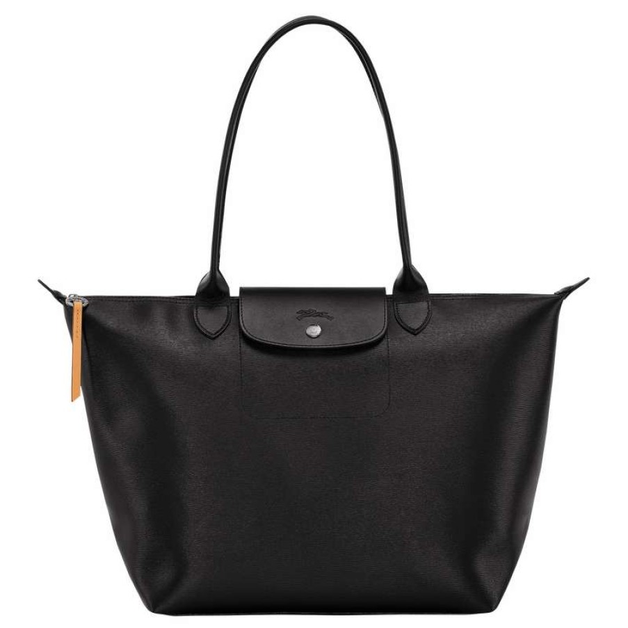 Hot Longchamp Le Pliage City L Tote Bag Black Canvas