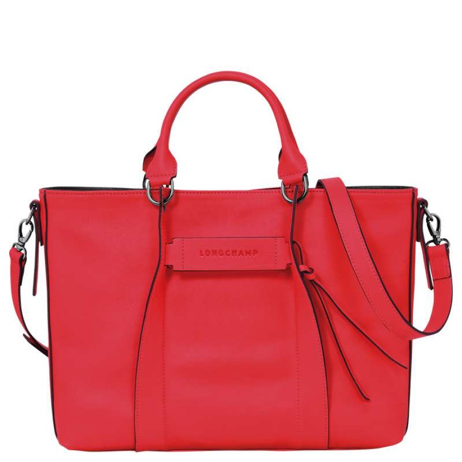 Hot Longchamp 3D L Handbag Red Leather