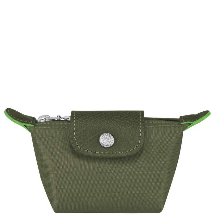 Online Longchamp Le Pliage Green Coin Purse Forest Recycled Canvas