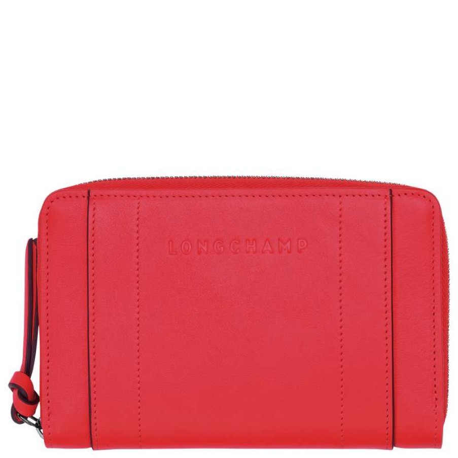 Wholesale Longchamp 3D Wallet Red Leather