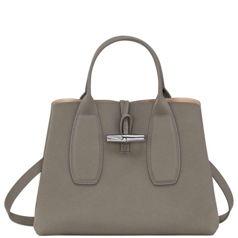 Clearance Longchamp Roseau M Handbag Turtledove Leather