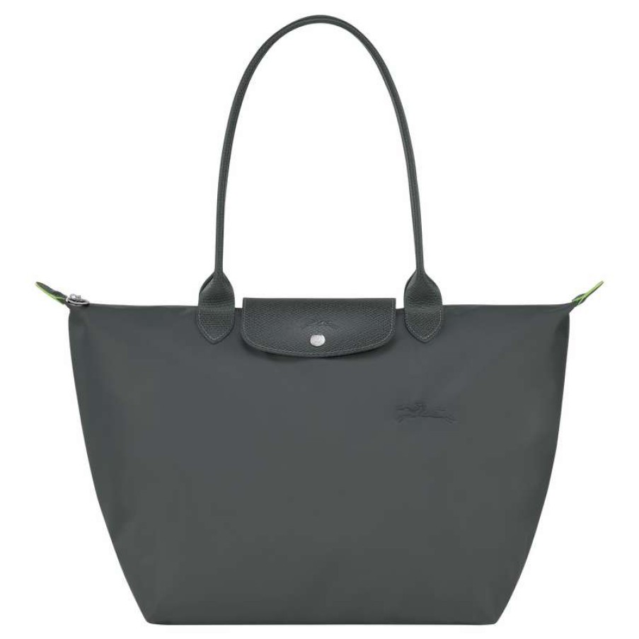 Hot Longchamp Le Pliage Green L Tote Bag Graphite Recycled Canvas