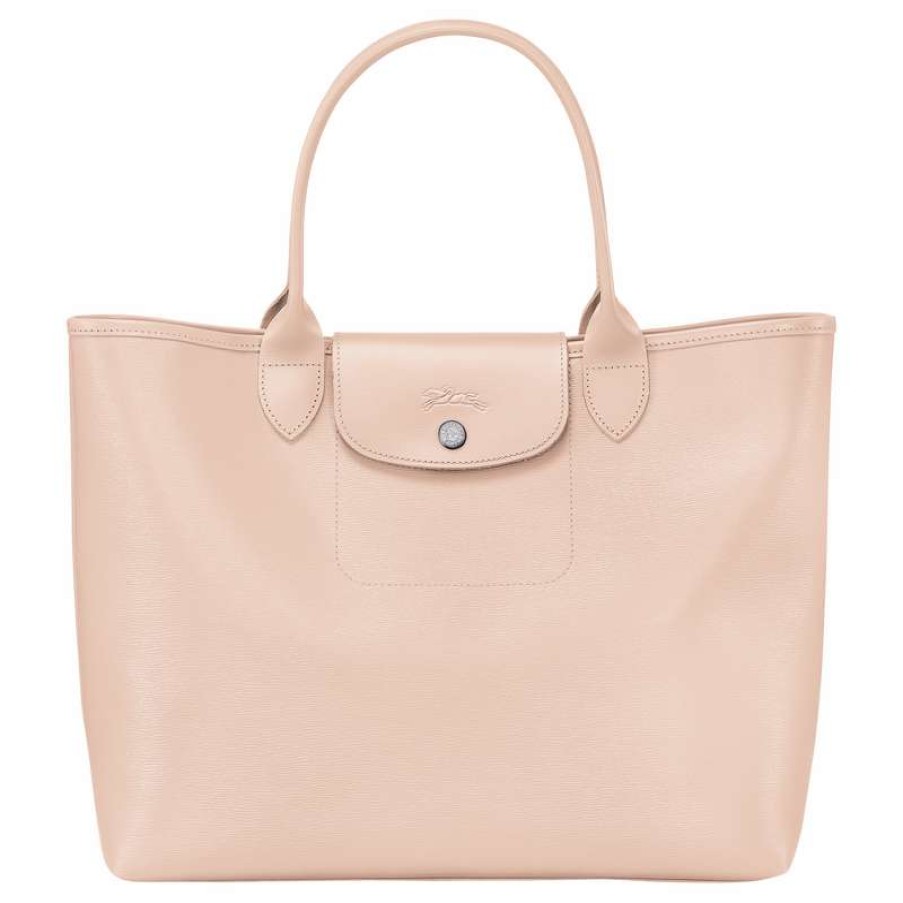 Online Longchamp Le Pliage City L Tote Bag Nude Canvas