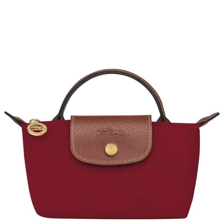 Best Longchamp Le Pliage Original Pouch With Handle Red Recycled Canvas