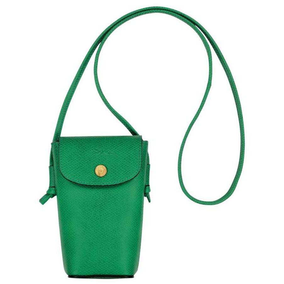 Best Longchamp Epure Phone Case With Leather Lace Green Leather