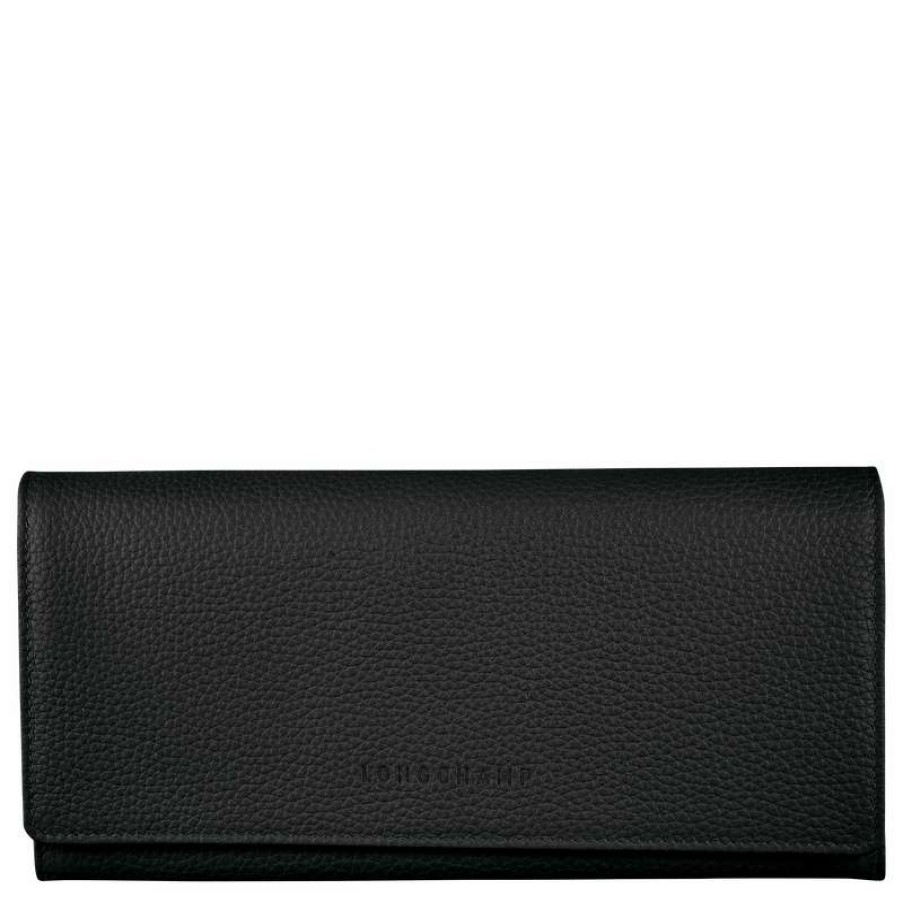 Clearance Longchamp Le Foulonne Continental Wallet Black Leather