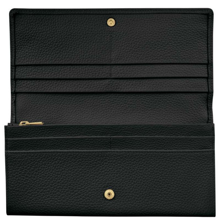 Clearance Longchamp Le Foulonne Continental Wallet Black Leather