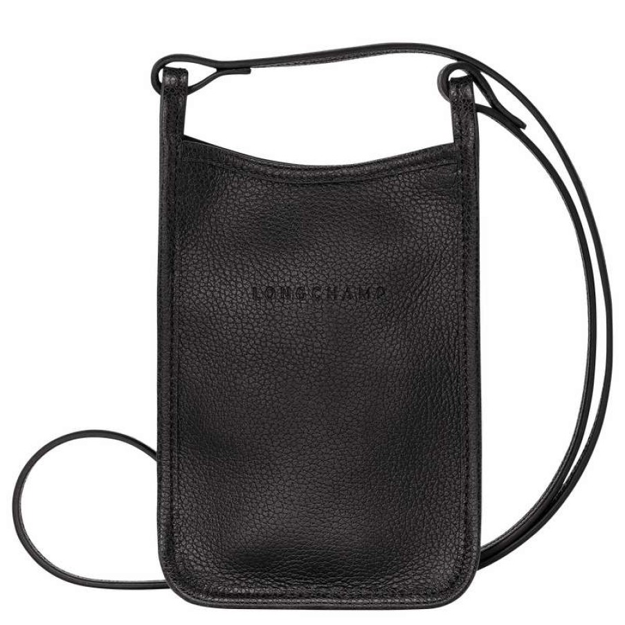 Clearance Longchamp Le Foulonne Phone Case Black Leather