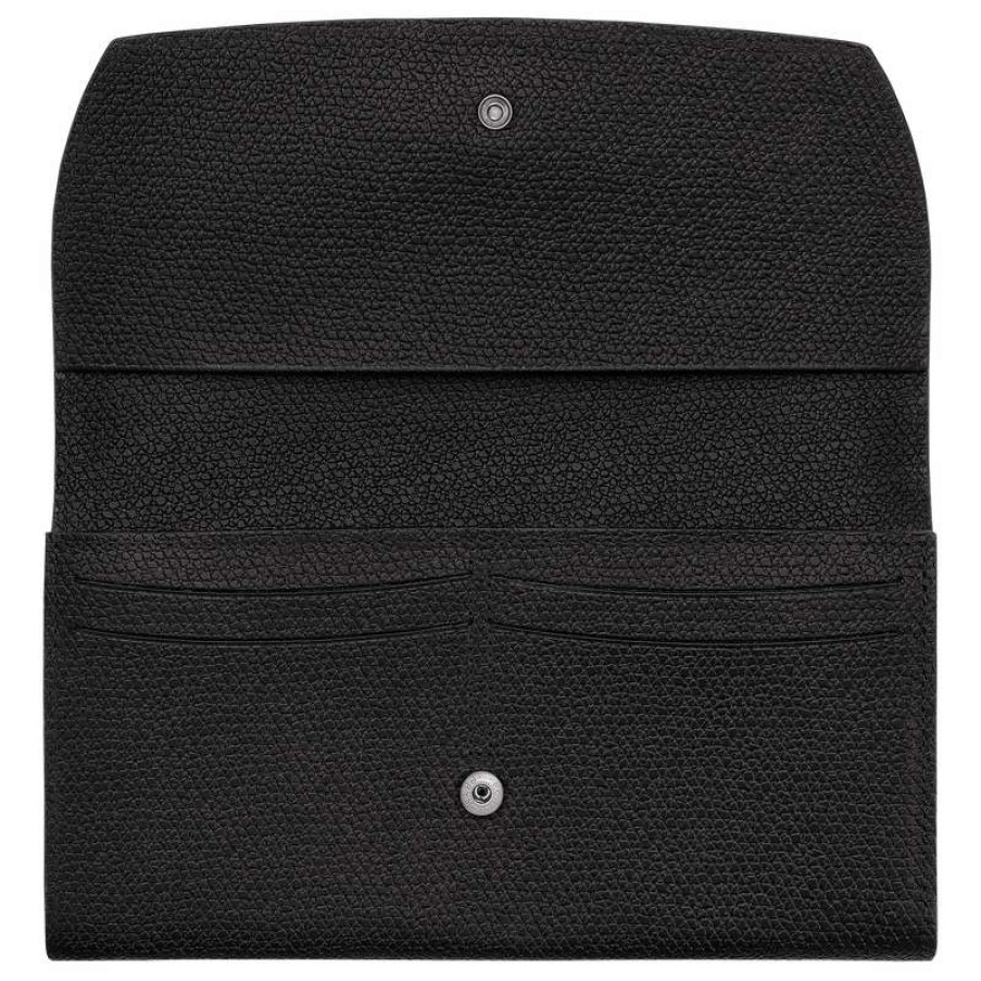 Hot Longchamp Roseau Continental Wallet Black Leather